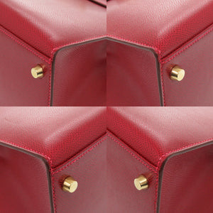 美品 エルメス ケリー28 ギロッシュ 外縫い リセ ルージュヴィフ ゴールド金具 □I刻印 ハンドバッグ 赤 1181 【中古】 HERMES