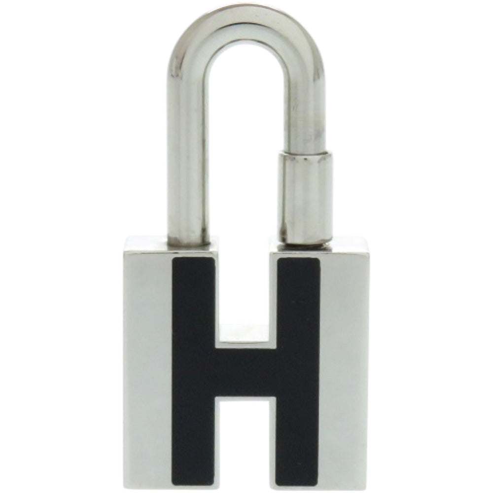 美品 エルメス チャーム カデナ Hモチーフ メタル シルバー 黒 キーホルダー 1229【中古】HERMES
