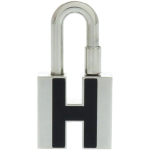 美品 エルメス チャーム カデナ Hモチーフ メタル シルバー 黒 キーホルダー 1229【中古】HERMES