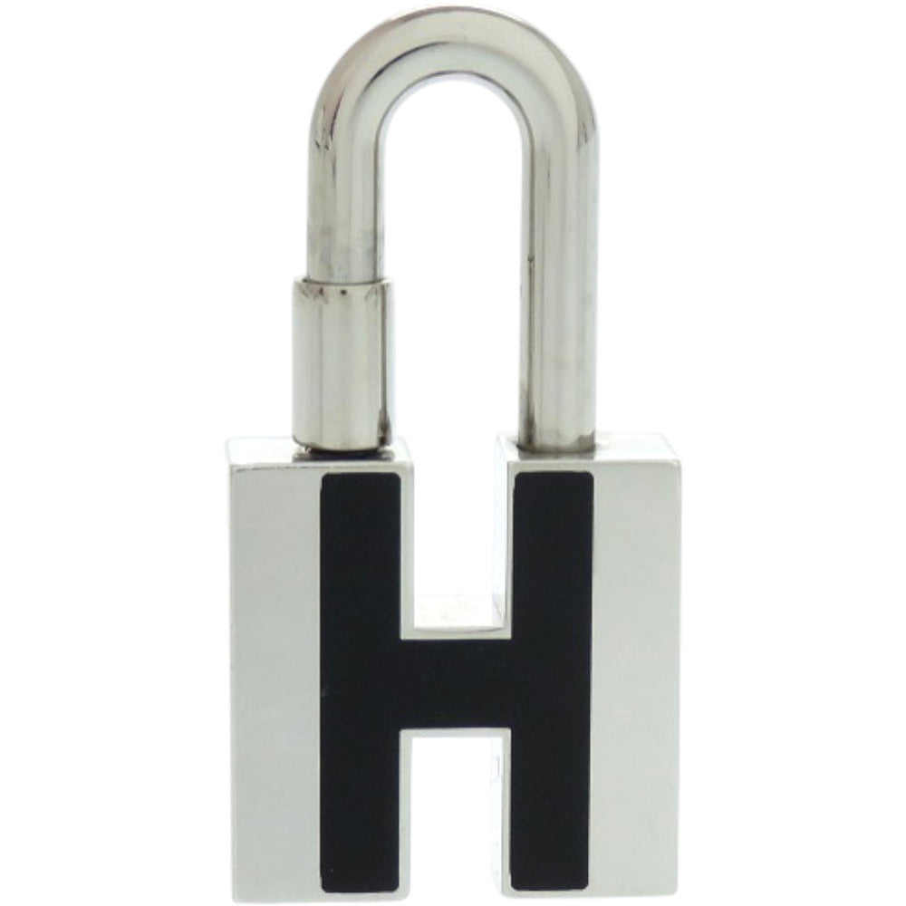 美品 エルメス チャーム カデナ Hモチーフ メタル シルバー 黒 キーホルダー 1229【中古】HERMES