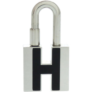 美品 エルメス チャーム カデナ Hモチーフ メタル シルバー 黒 キーホルダー 1229【中古】HERMES