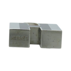 美品 エルメス チャーム カデナ Hモチーフ メタル シルバー 黒 キーホルダー 1229【中古】HERMES