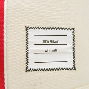 未使用 トムブラウン ストライプ ミディアム ツール トート MEDIUM TOOL TOTE BAG キャンバス レザー OFF WHITE 1259【中古】THOM BROWNE