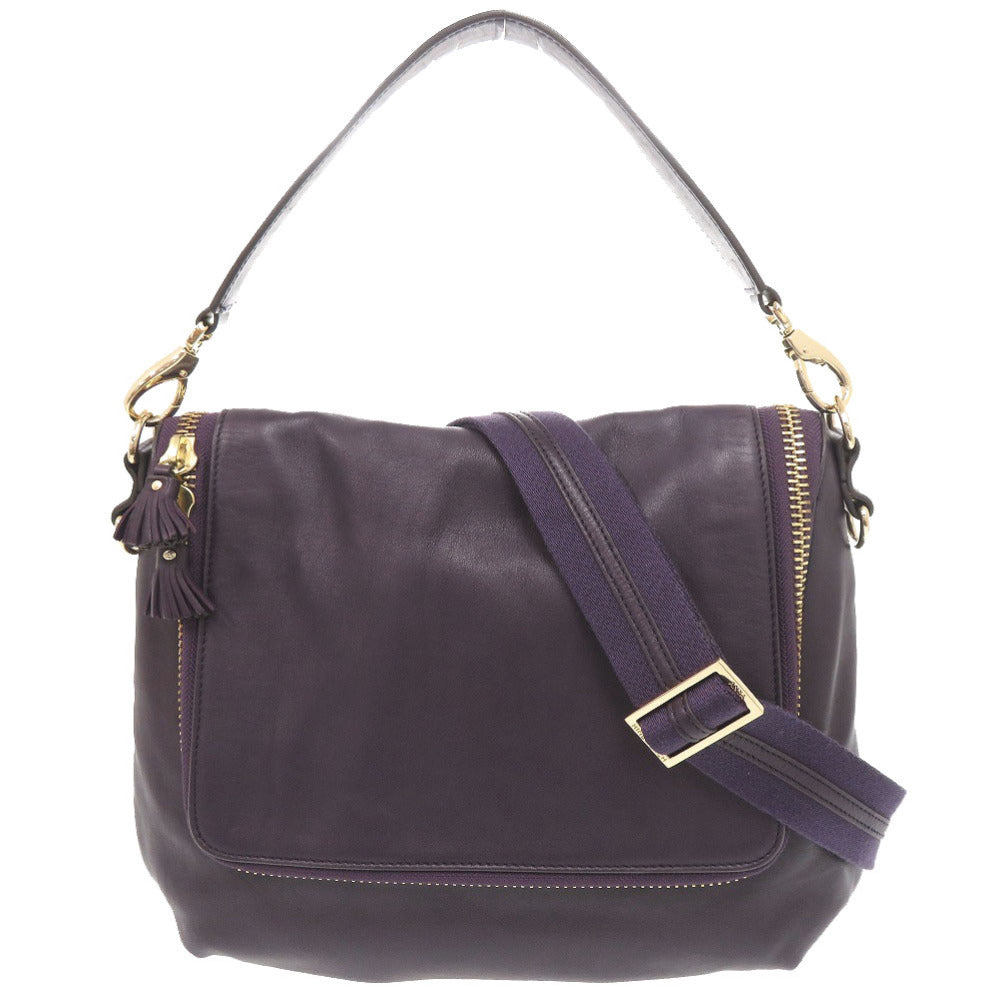 美品 アニヤ ハインドマーチ MAXI ZIP SATCHEL レザー パープル 2WAY ショルダーバッグ 1274【中古】Anya Hindmarch