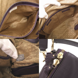 美品 アニヤ ハインドマーチ MAXI ZIP SATCHEL レザー パープル 2WAY ショルダーバッグ 1274【中古】Anya Hindmarch