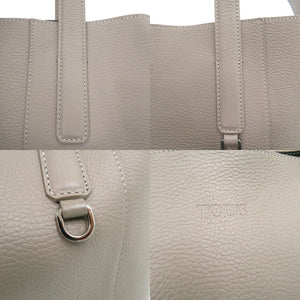 美品 トッズ オールレザー ペーパーバッグ トートバッグ 大容量 レザー グレー 1298【中古】TOD’S