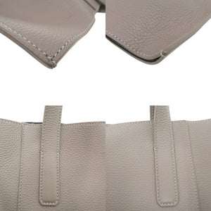 美品 トッズ オールレザー ペーパーバッグ トートバッグ 大容量 レザー グレー 1298【中古】TOD’S