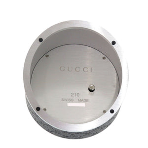 新品同様 グッチ テーブルクロック 210 ブラック SS レザー 黒文字盤 クオーツ 置時計 1306【中古】GUCCI