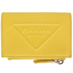 新品同様 プラダ レザー イエロー コインケース 財布 黄 1325【中古】PRADA