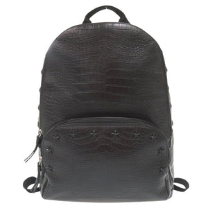 美品 ジミーチュウ 星 スター スタッズ 型押しレザー ブラック リュック デイパック 黒 1327【中古】JIMMY CHOO