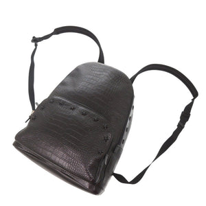 美品 ジミーチュウ 星 スター スタッズ 型押しレザー ブラック リュック デイパック 黒 1327【中古】JIMMY CHOO