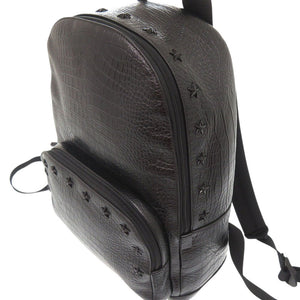 美品 ジミーチュウ 星 スター スタッズ 型押しレザー ブラック リュック デイパック 黒 1327【中古】JIMMY CHOO
