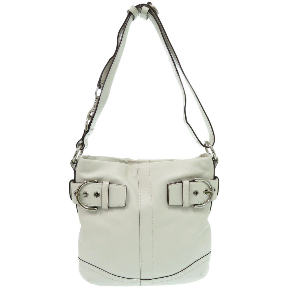 美品 コーチ ソフトショルダー G05Q1452 レザー ホワイト ショルダーバッグ 1346【中古】COACH