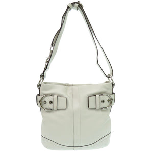 美品 コーチ ソフトショルダー G05Q1452 レザー ホワイト ショルダーバッグ 1346【中古】COACH