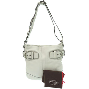 美品 コーチ ソフトショルダー G05Q1452 レザー ホワイト ショルダーバッグ 1346【中古】COACH