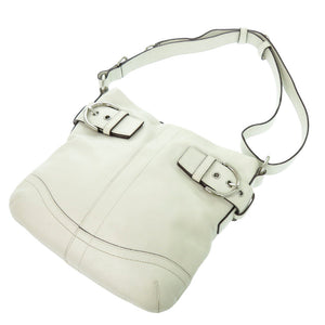 美品 コーチ ソフトショルダー G05Q1452 レザー ホワイト ショルダーバッグ 1346【中古】COACH
