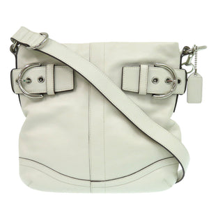 美品 コーチ ソフトショルダー G05Q1452 レザー ホワイト ショルダーバッグ 1346【中古】COACH