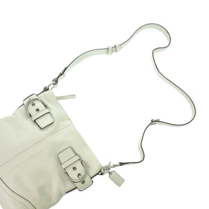美品 コーチ ソフトショルダー G05Q1452 レザー ホワイト ショルダーバッグ 1346【中古】COACH