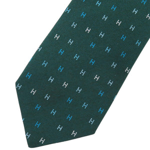 新品同様 エルメス H柄 シルク グリーン 緑 ネクタイ 1349【中古】HERMES
