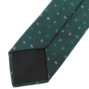 新品同様 エルメス H柄 シルク グリーン 緑 ネクタイ 1349【中古】HERMES