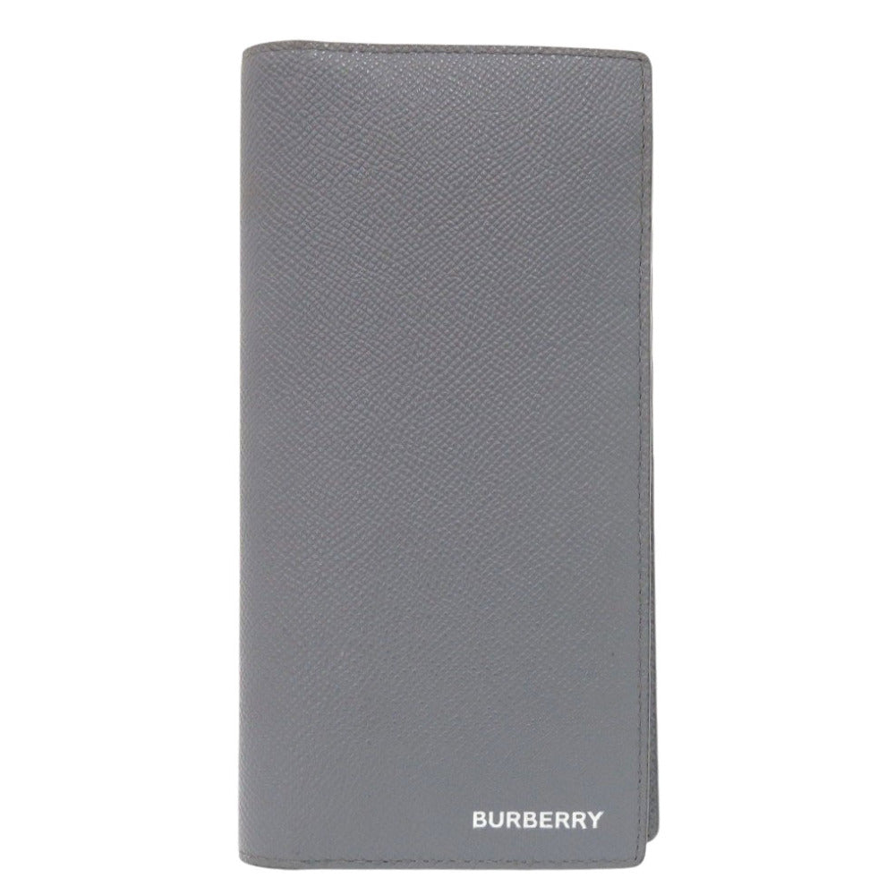 美品 バーバリー 8074281 レザー グレー 長財布 1360【中古】BURBERRY