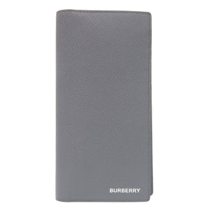 美品 バーバリー 8074281 レザー グレー 長財布 1360【中古】BURBERRY
