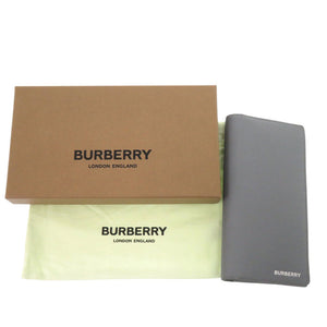 美品 バーバリー 8074281 レザー グレー 長財布 1360【中古】BURBERRY
