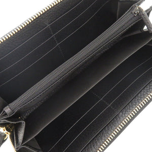 新品同様 グッチ ダブルG 456117 GGスプリーム レザー ブラック ベージュ ラウンドファスナー 長財布 1368【中古】GUCCI