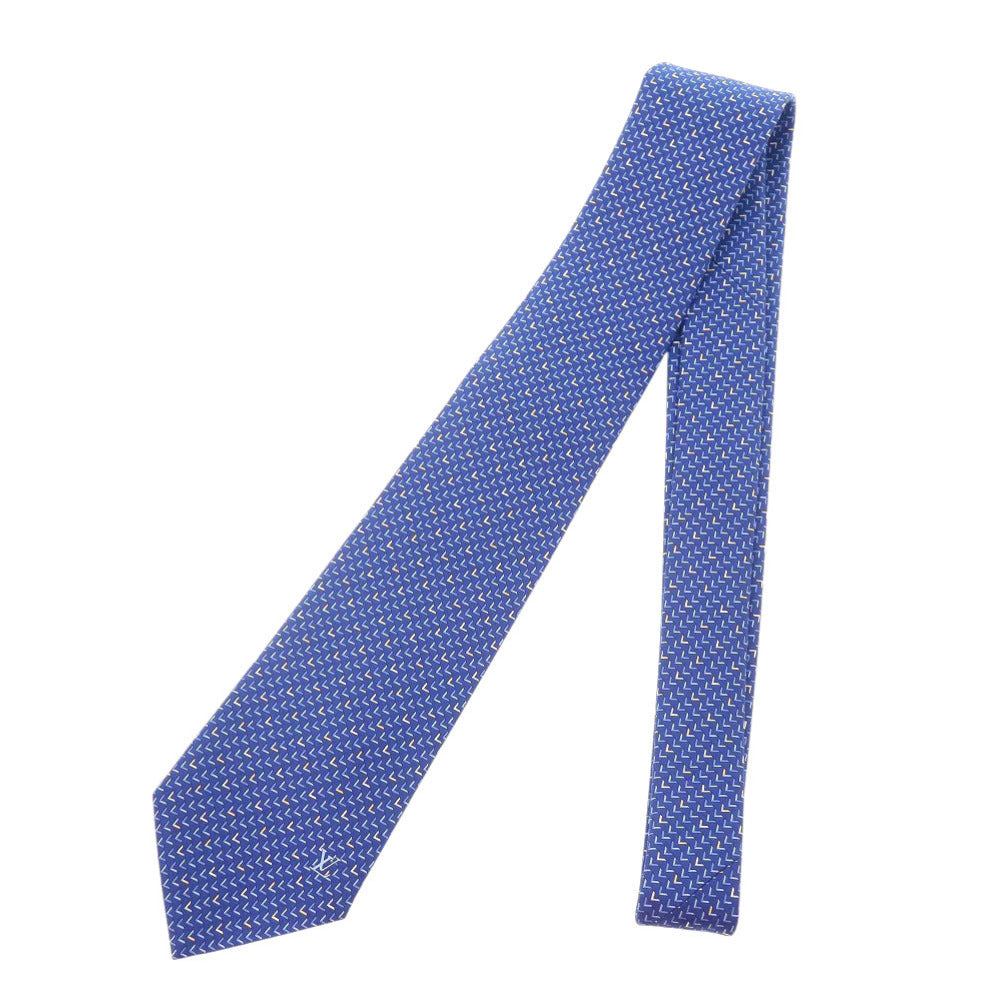 未使用 ルイ ヴィトン M73176 シルク ブルー ネクタイ 青 LV 1373【中古】LOUIS VUITTON メンズ