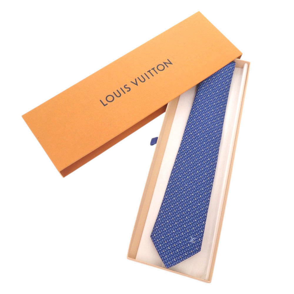 未使用 ルイ ヴィトン M73176 シルク ブルー ネクタイ 青 LV 1373【中古】LOUIS VUITTON メンズ