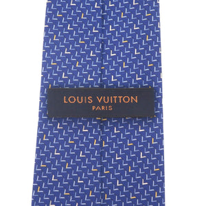 未使用 ルイ ヴィトン M73176 シルク ブルー ネクタイ 青 LV 1373【中古】LOUIS VUITTON メンズ