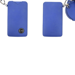 美品 クリスチャンディオール ネックポーチ レザー ブルー 青 カードケース 1422【中古】Christian Dior
