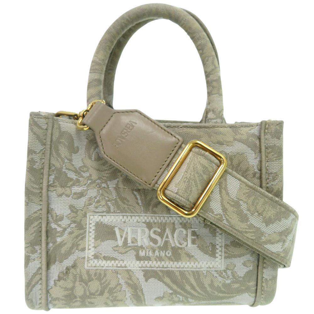 ヴェルサーチ バロッコアテナミニ 2WAY 1015288 キャンバス ベージュ ハンドバッグ ショルダーバッグ 1439【中古】VERSACE