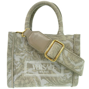 ヴェルサーチ バロッコアテナミニ 2WAY 1015288 キャンバス ベージュ ハンドバッグ ショルダーバッグ 1439【中古】VERSACE