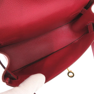 美品 エルメス バナナケリー クシュベル ルージュヴィフ ゴールド金具 〇U刻印 クラッチバッグ レッド 赤 1465【中古】HERMES