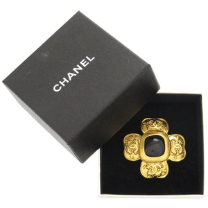 美品 シャネル ココマーク ヴィンテージ 96A クローバー ストーン メタル ゴールド ブローチ 1481【中古】CHANEL