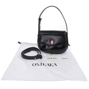 未使用 オストカーカ 2WAY レザー ブラック ハンドバッグ 黒 1481-35【中古】OSTKAKA
