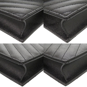 新品同様 サンローランパリ カサンドラ エンベロープ チェーンウォレット 742920 レザー ブラック チェーンショルダーバッグ 黒 1490【中古】SAINT LAURENT PARIS