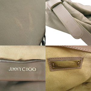 美品 ジミーチュウ チェーンショルダーバッグ バイカー レザー グレー 1492【中古】JIMMY CHOO