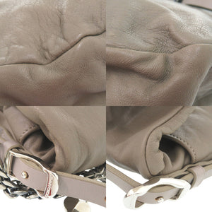 美品 ジミーチュウ チェーンショルダーバッグ バイカー レザー グレー 1492【中古】JIMMY CHOO