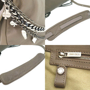 美品 ジミーチュウ チェーンショルダーバッグ バイカー レザー グレー 1492【中古】JIMMY CHOO