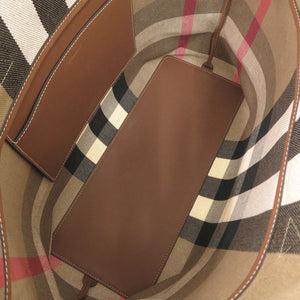 新品同様 バーバリー 8084047 チェック キャンバス ブラウン トートバッグ 1526【中古】BURBERRY