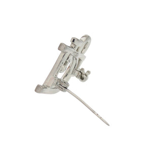 美品 ディオール ロゴ メタル ラインストーン シルバー ブローチ 1528【中古】Dior