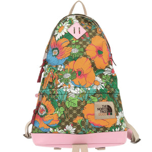 新品同様 グッチ ノースフェイス コラボ 650288 ナイロン レザー ピンク リュック デイパック 1548【中古】GUCCI
