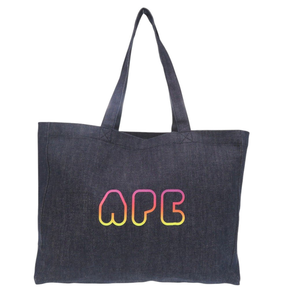 新品同様 アーペーセー デニム ロゴ コットン インディゴ ブルー トートバッグ 1550【中古】A.P.C.