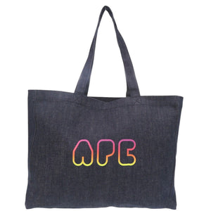 新品同様 アーペーセー デニム ロゴ コットン インディゴ ブルー トートバッグ 1550【中古】A.P.C.