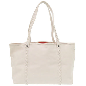 美品 ボッテガヴェネタ イントレチャート レザー アイボリー/オレンジ トートバッグ 白 1598【中古】BOTTEGAVENETA