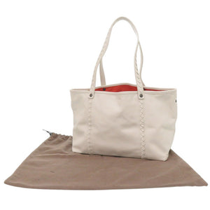 美品 ボッテガヴェネタ イントレチャート レザー アイボリー/オレンジ トートバッグ 白 1598【中古】BOTTEGAVENETA
