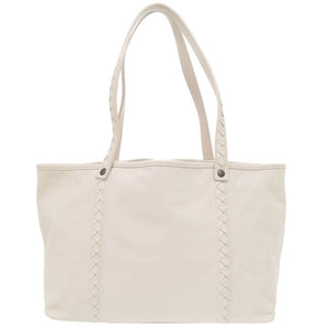 美品 ボッテガヴェネタ イントレチャート レザー アイボリー/オレンジ トートバッグ 白 1598【中古】BOTTEGAVENETA