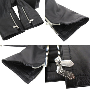 エルメス シングルライダース ライダースジャケット 羊革 キュプラ 4ポケット 1602【中古】HERMES